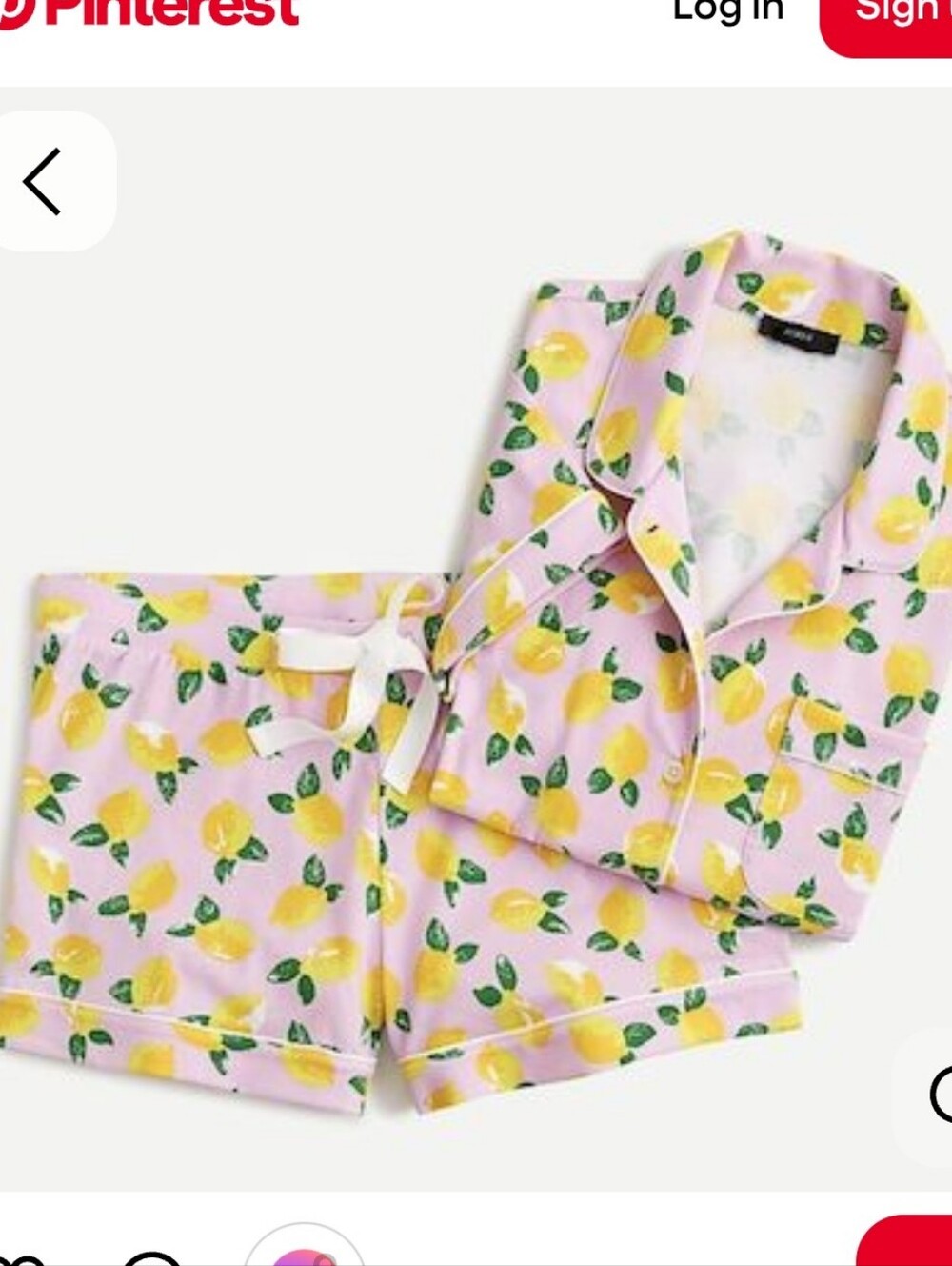 J. Crew Dreamy Shorties Pajamas Pink With Lemons Size XL